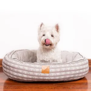 4 Seasons Reversible Circular Dog Bed - Latte Inverse Mosaic Print