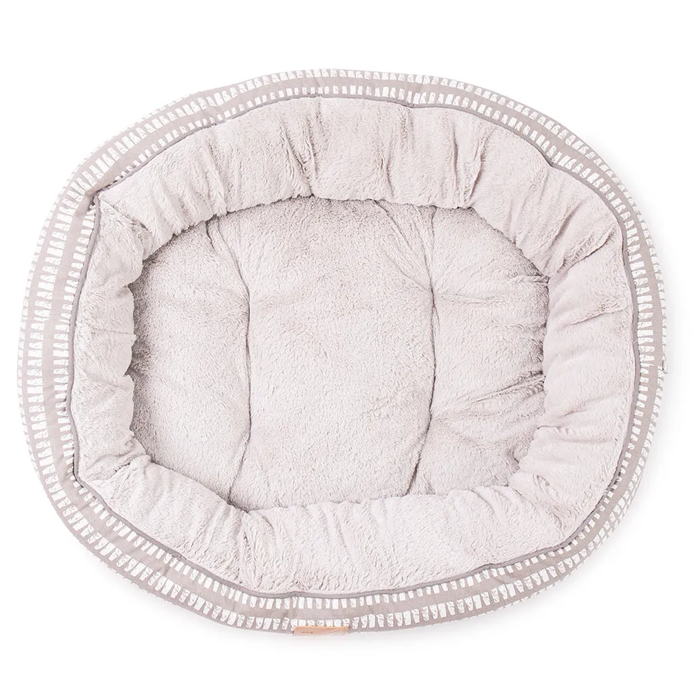 4 Seasons Reversible Circular Dog Bed - Latte Inverse Mosaic Print