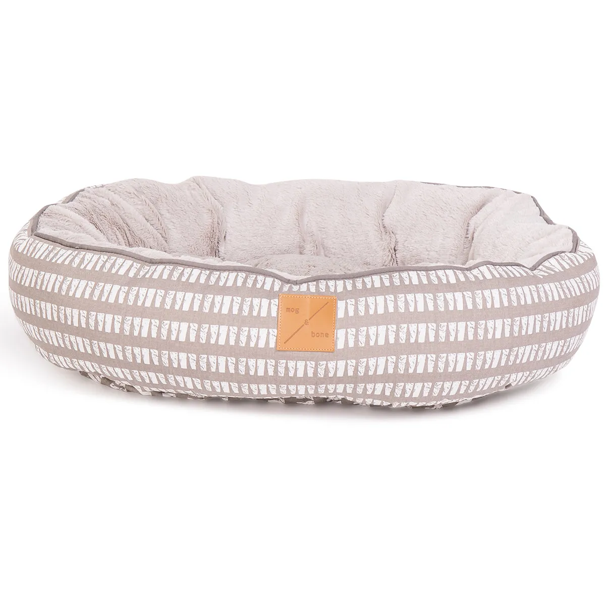 4 Seasons Reversible Circular Dog Bed - Latte Inverse Mosaic Print