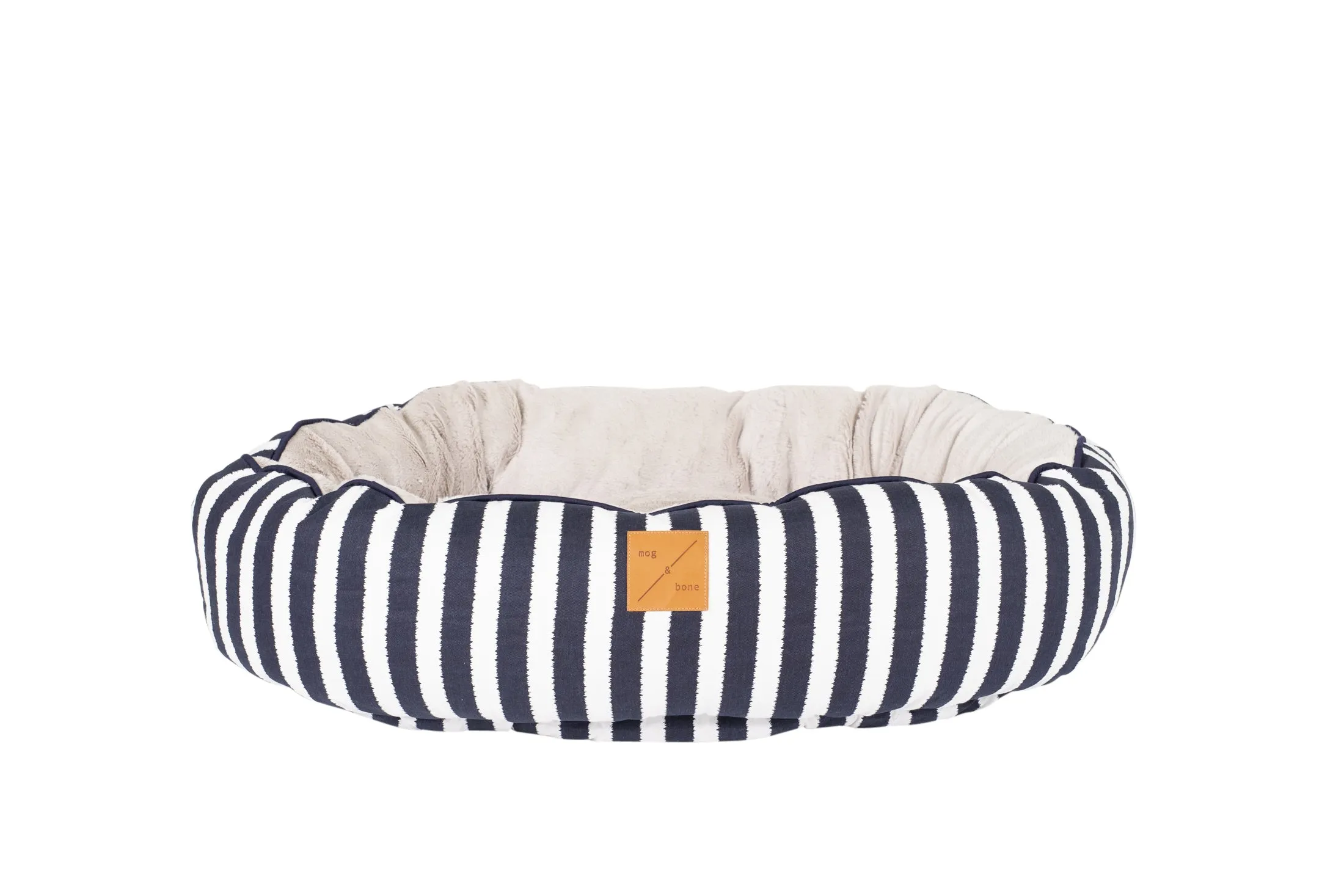 4 Seasons Reversible Circular Dog Bed - Navy Hamptons Stripe Print