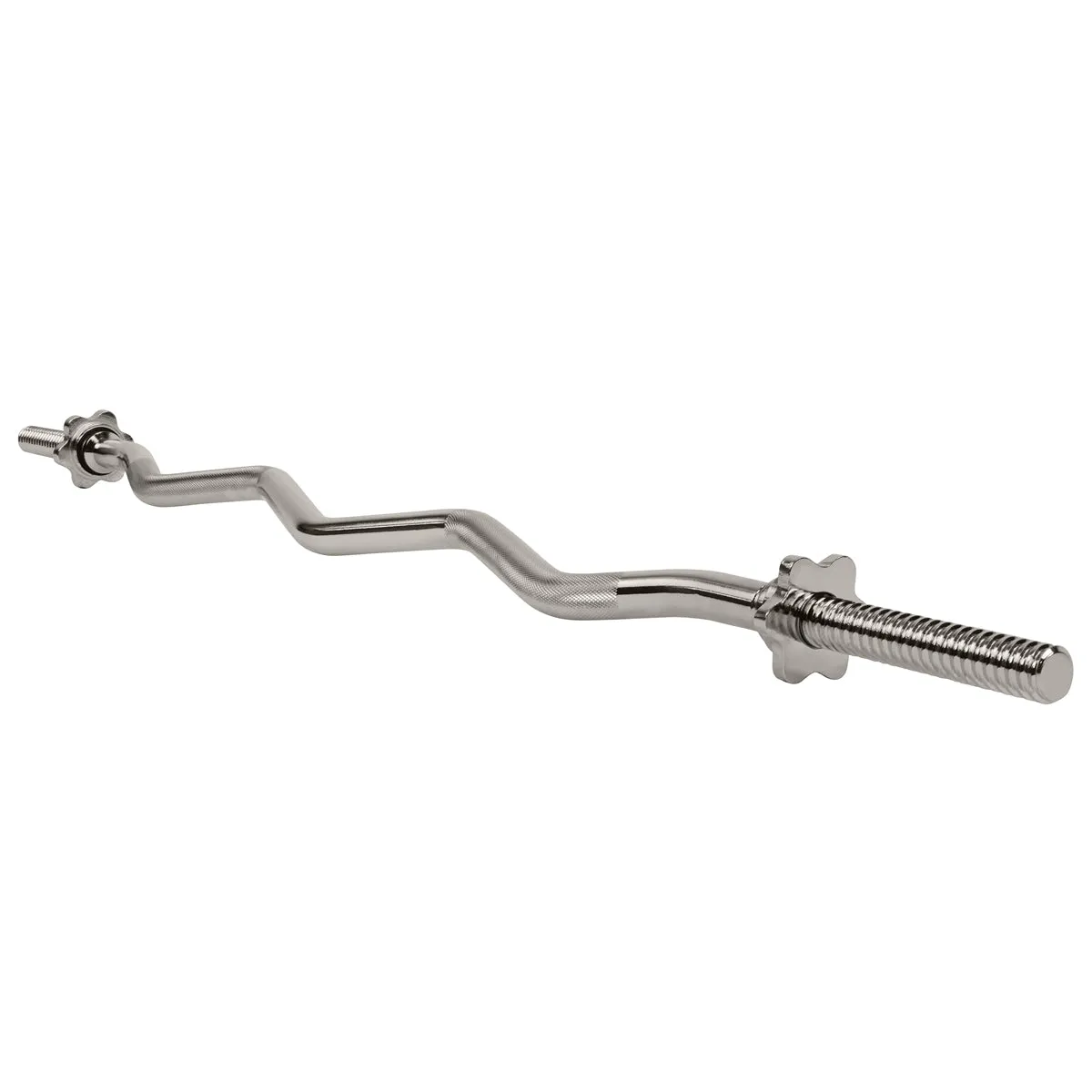 47 in Threaded Chrome Curl Bar w/ Ring Collars