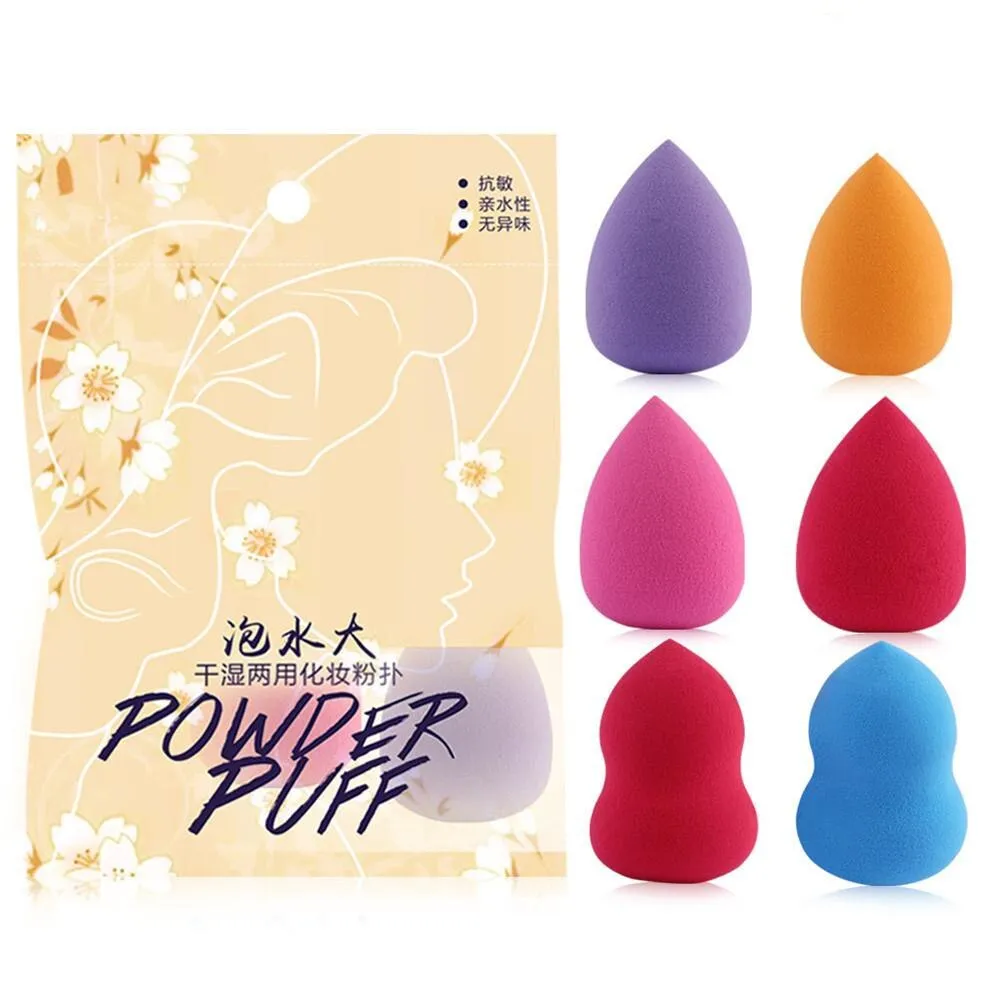 6Pcs Gourd Waterdrop shaped Makeup Foundation Sponge Puffs Powder Liquid Cream Smooth Make Up Sponges Cosmetic Puff Beauty Tool