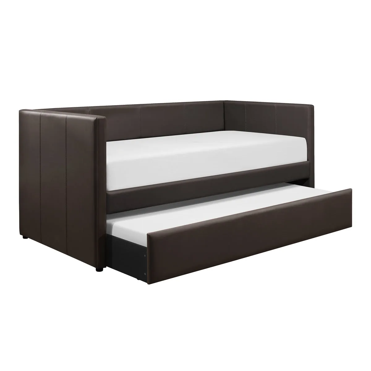 Adra Contemporary Dark Brown Trundle Bed