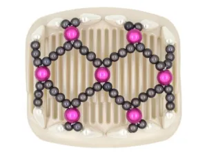 African Butterfly Hair Comb - Ndalena White Pearl 12