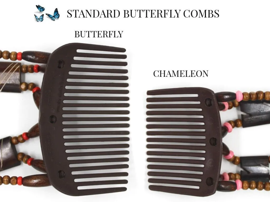 African Butterfly Thick Hair Comb - Beada Tube Black 69