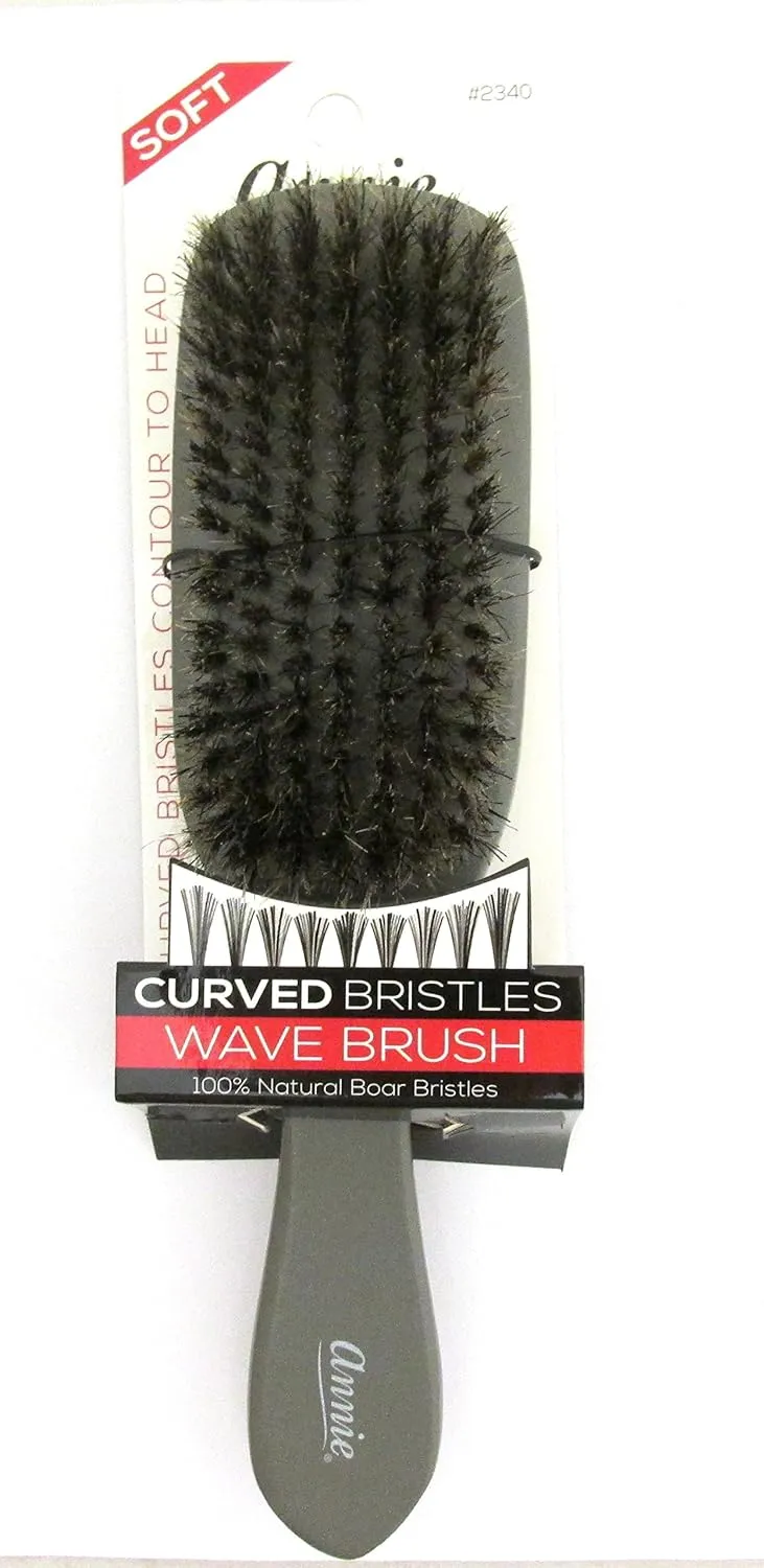 Annie Soft Wave Curved Bristle Brush 100% Pure Boar Bristles #2340