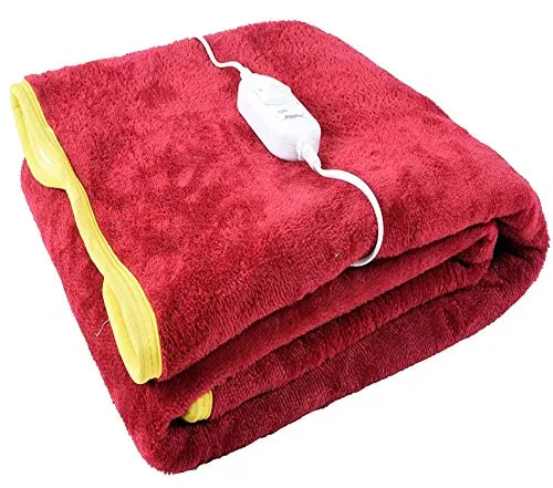 ARTSY HOME Premium 100% Shock Proof and Heating Electric Blanket Single Bed Warmer (MAROON)