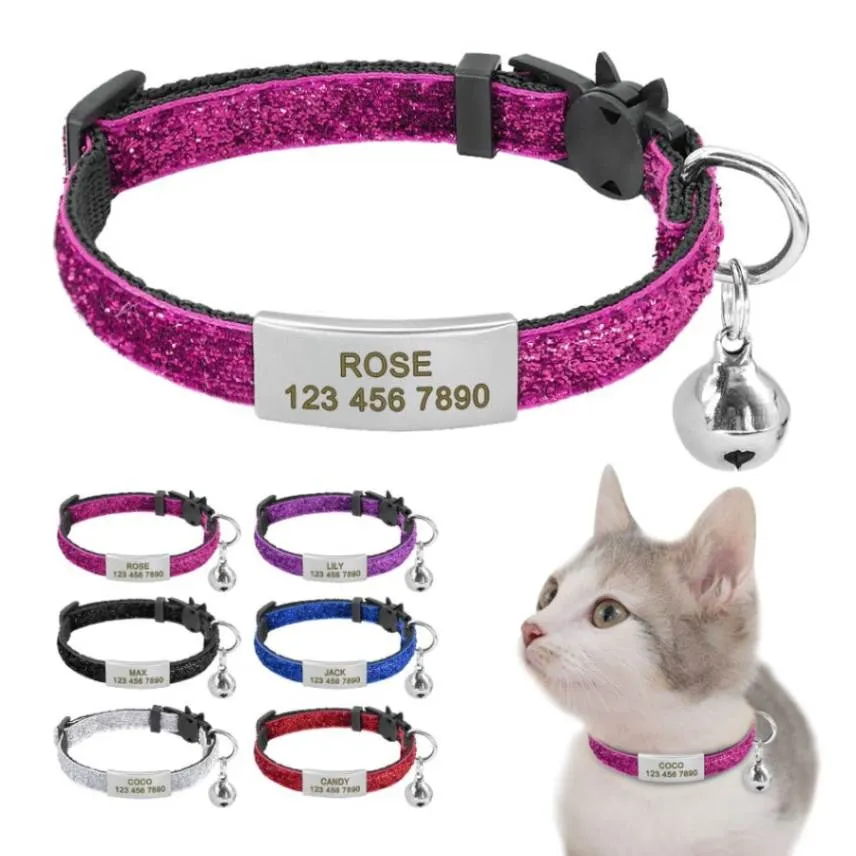 Bling Personalized Cat Collar with Bell: Stylish, Quick Release Design for Your Feline!