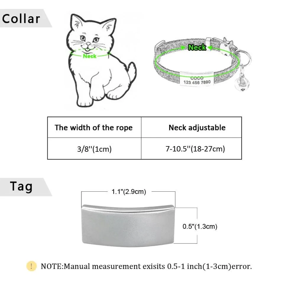 Bling Personalized Cat Collar with Bell: Stylish, Quick Release Design for Your Feline!