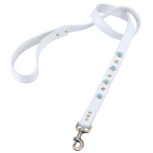 Boho White Leather Dog Leash