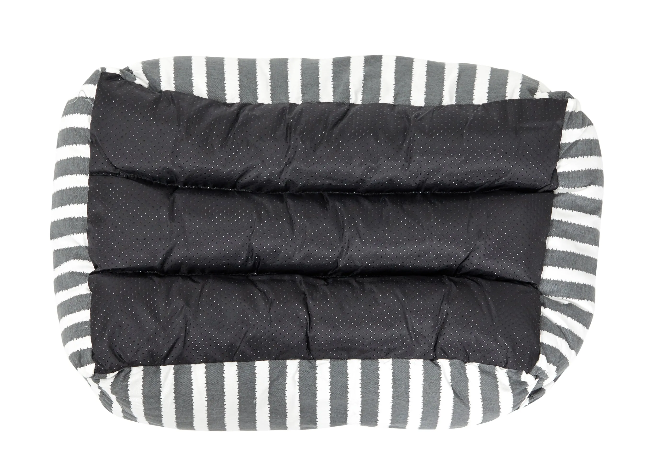 Bolster Dog Bed  - Charcoal Hampton Stripe