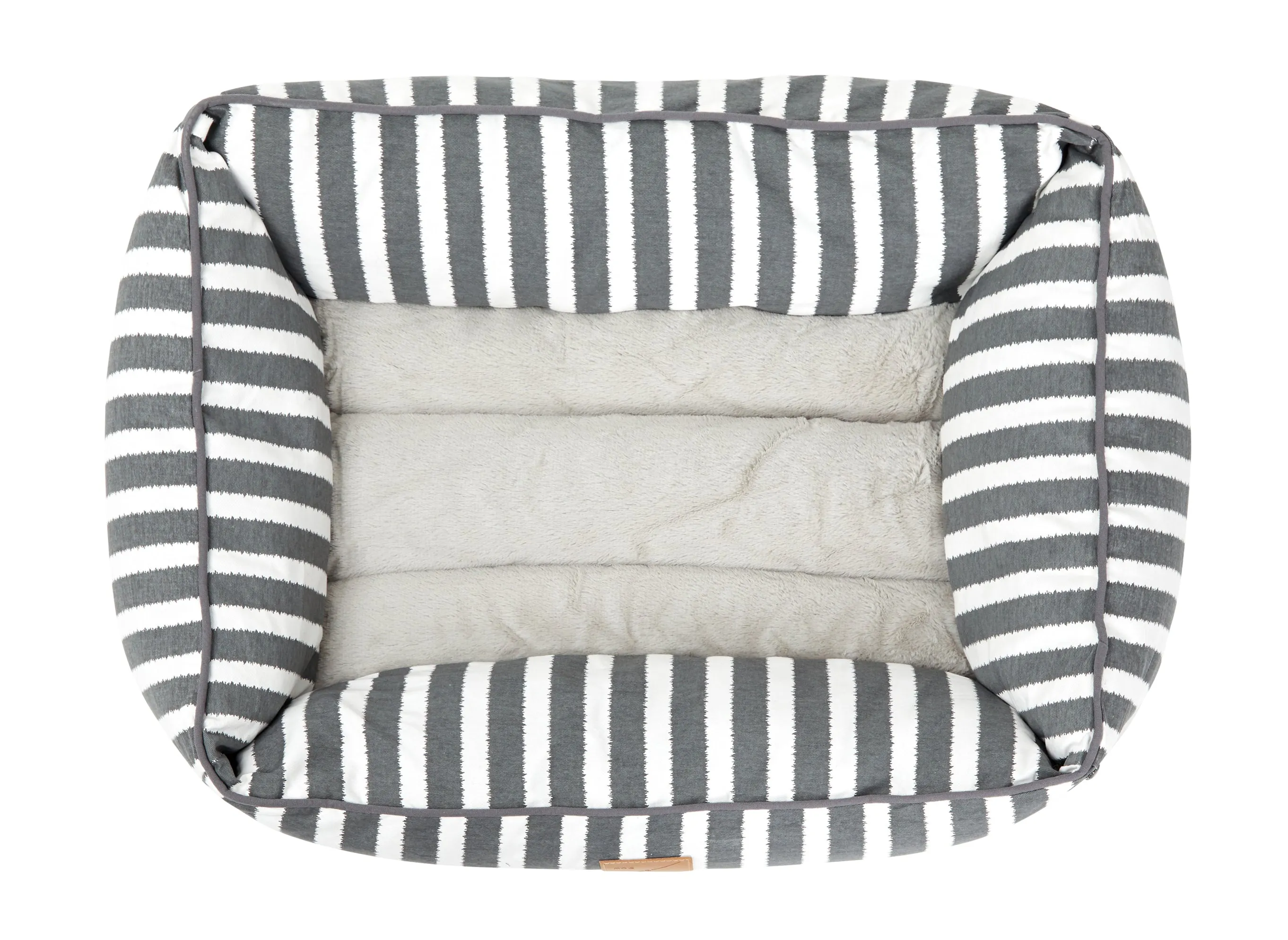 Bolster Dog Bed  - Charcoal Hampton Stripe