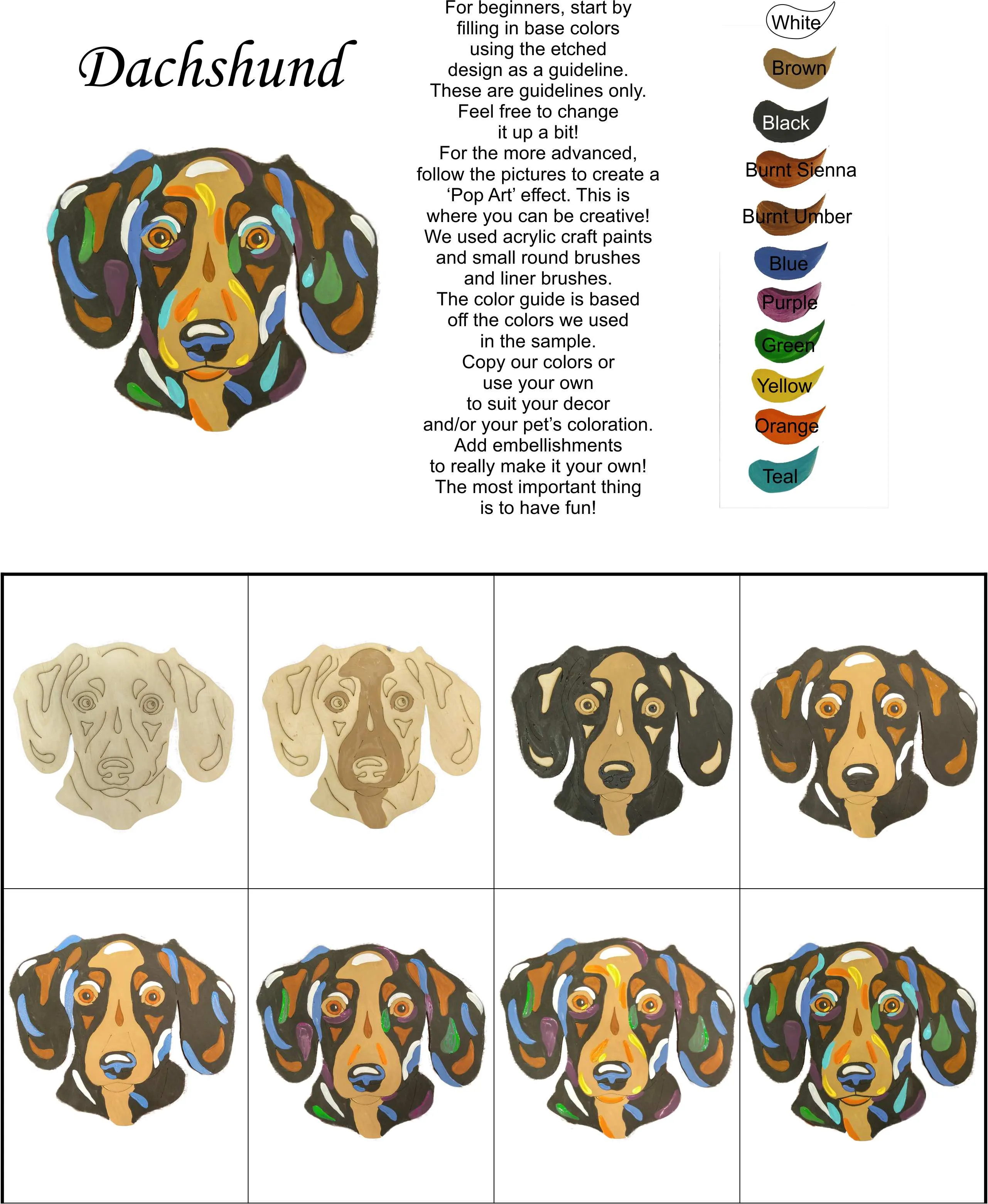 Dachshund Short Haired-DIY Pop Art Paint Kit