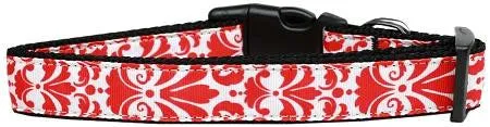 Damask Nylon Dog Collar Large Red