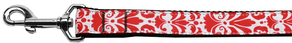 Damask Nylon Dog Leash 4 Foot Red