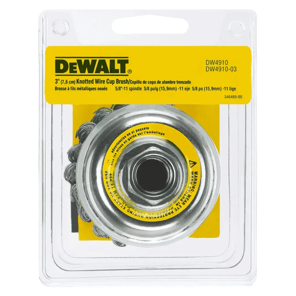 DeWalt 3" x 5/8"-11 Arbor knotted Cup Brush