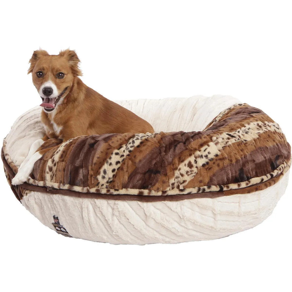 Faux Fur Custom Yin Yang Bagel Dog Bed