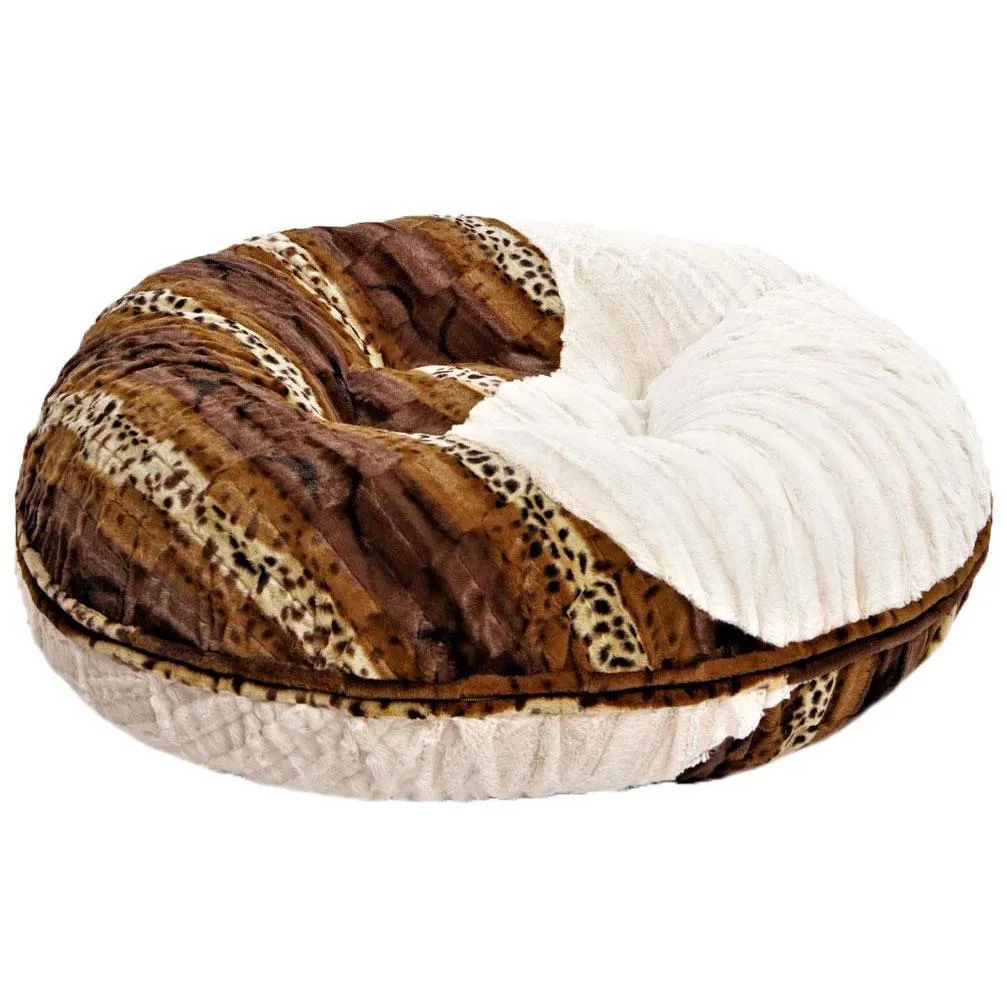 Faux Fur Custom Yin Yang Bagel Dog Bed