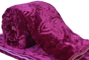 Goyal's Mink Double Bed Blanket Super Soft 500 TC - Wine (Pack of 1)