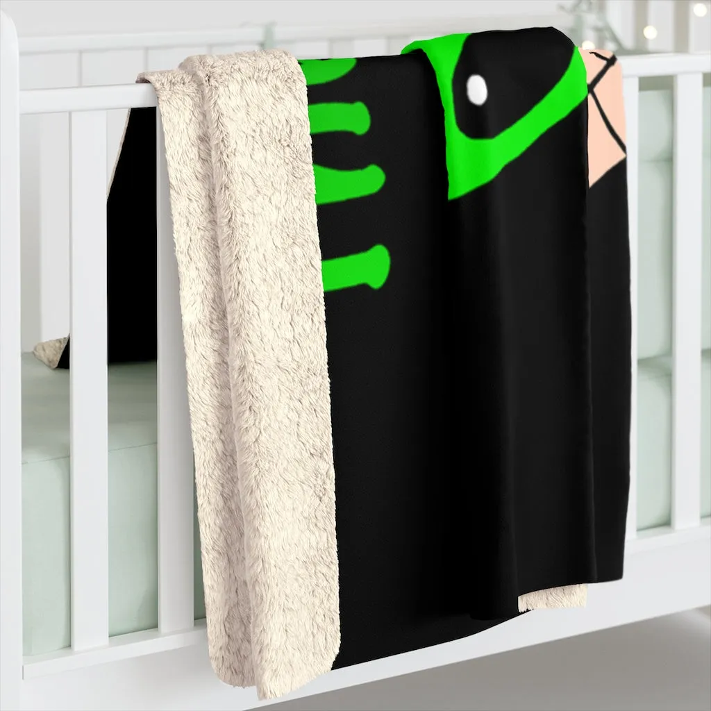 Green Alien Pyramid Sherpa Fleece Blanket