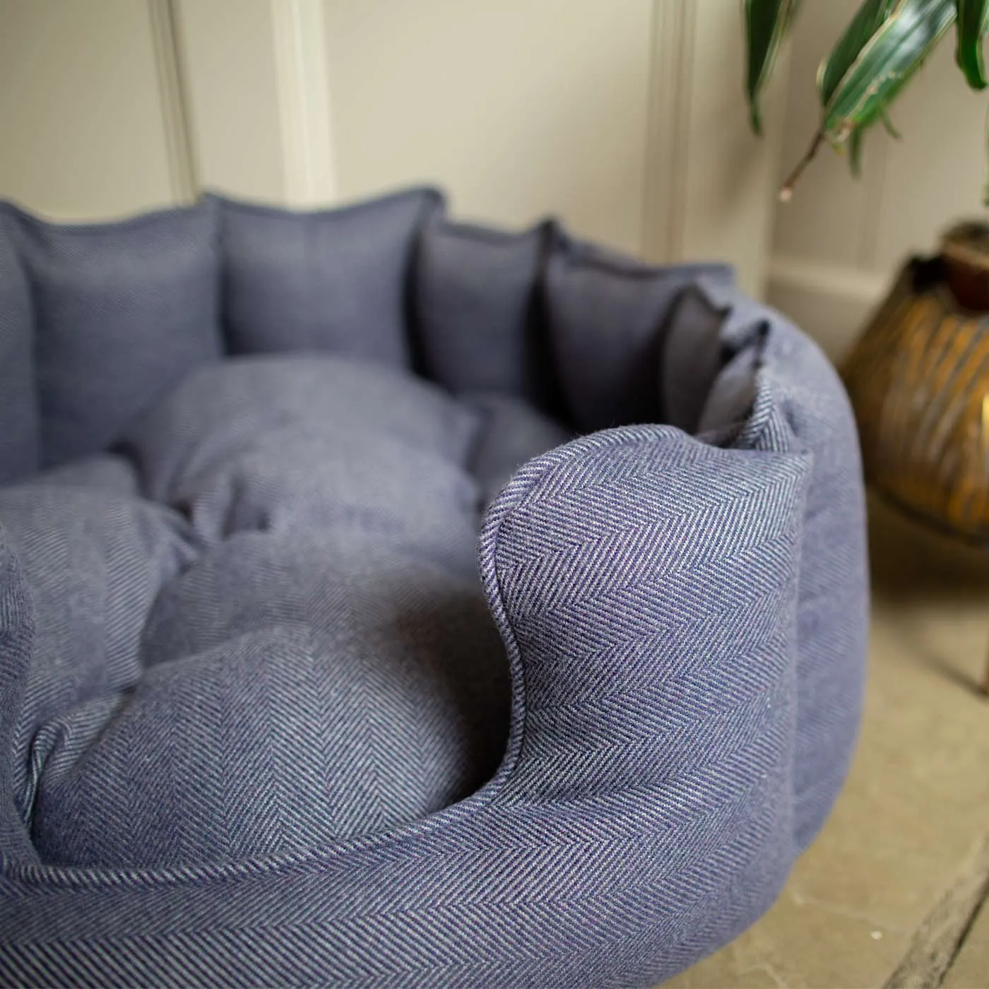 High Wall Bed For Cats in Herringbone Tweed by Lords & Labradors