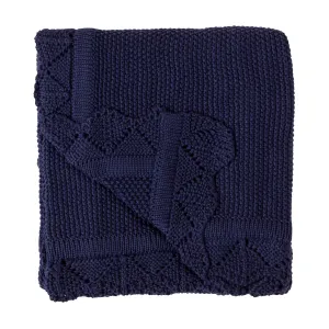 Knitted Blanket - Navy