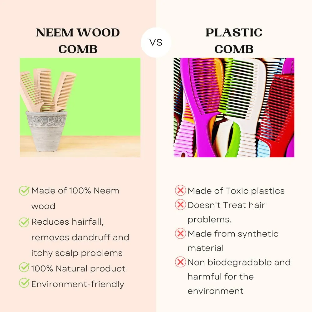 Neem Wood Comb - Double Tooth