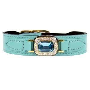 Octagon Dog Collar in Turquoise & Gold