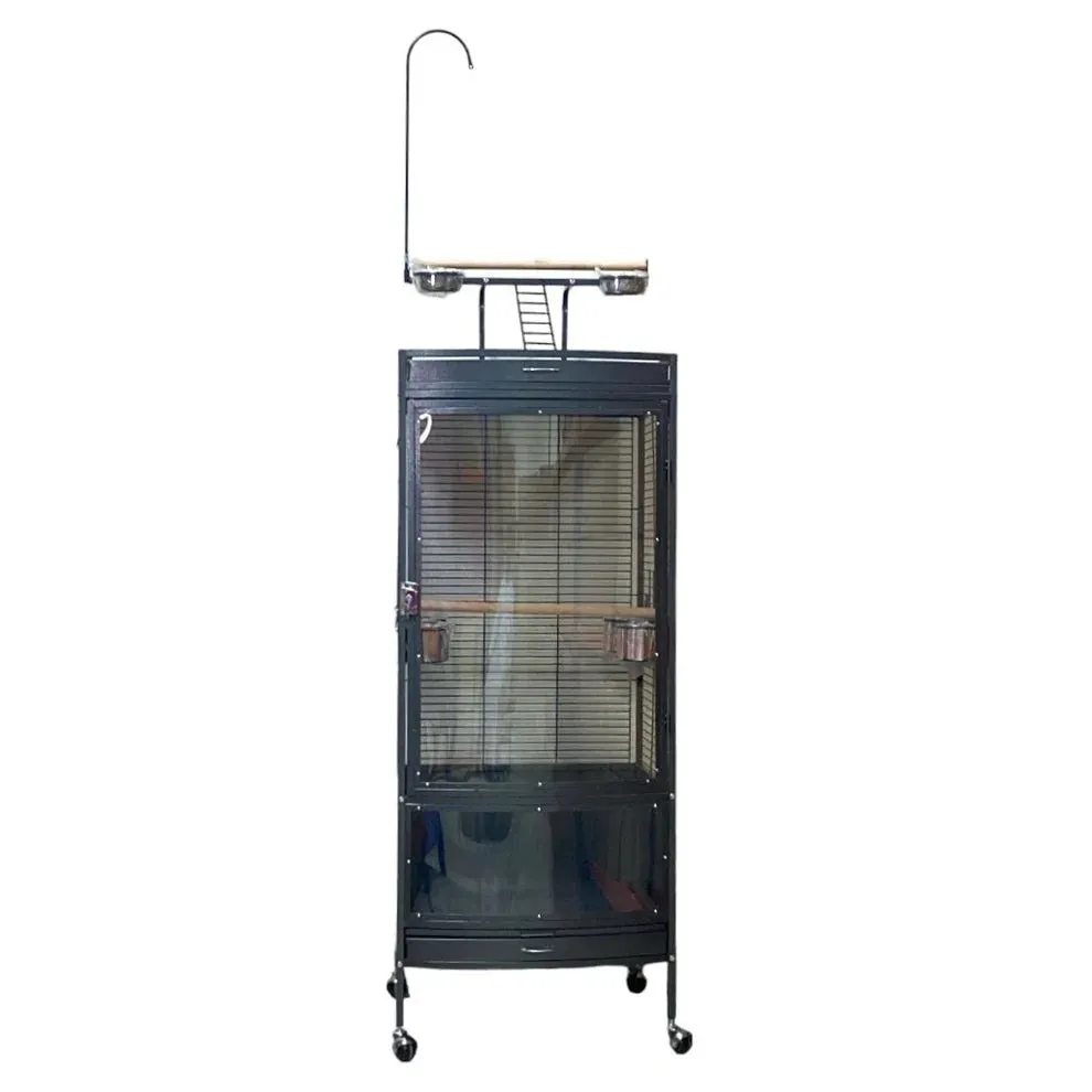 PARROT CAGE FRONT VIEW - ANTIQUE BLACK