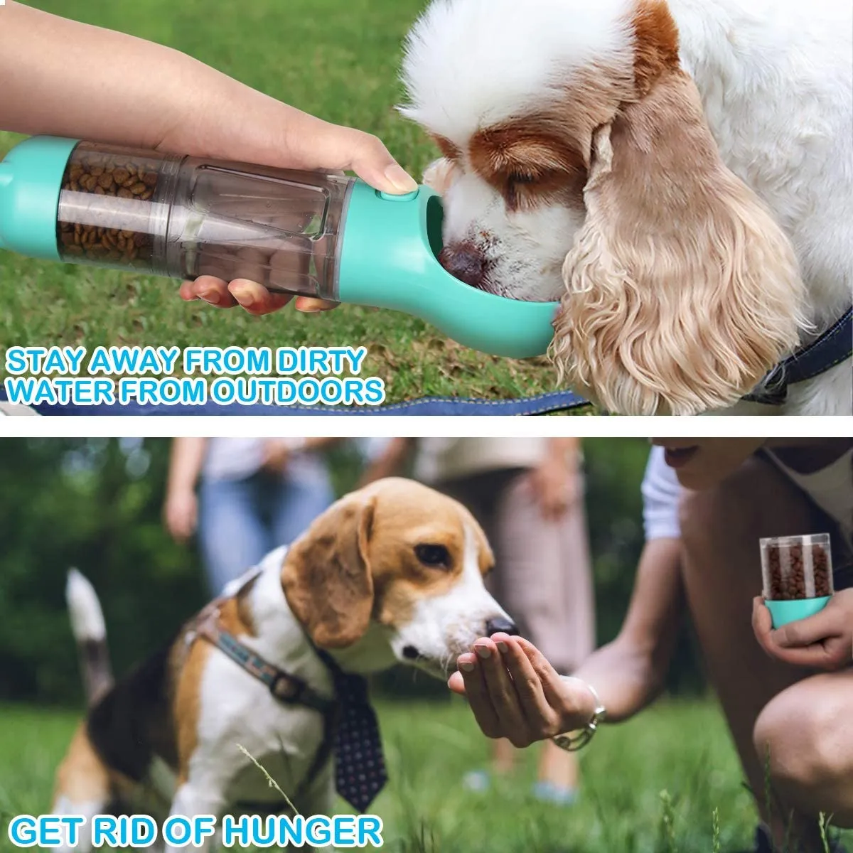 Portable Dog Travel Water Dispenser with Food Container-300ML