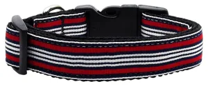 Preppy Stripes Nylon Ribbon Collars Red-White Large