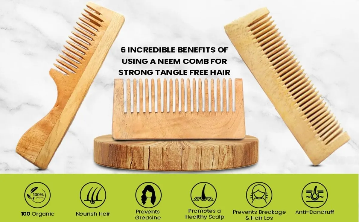 Pure Kacchi Neem Wood Comb Detangle 5.5