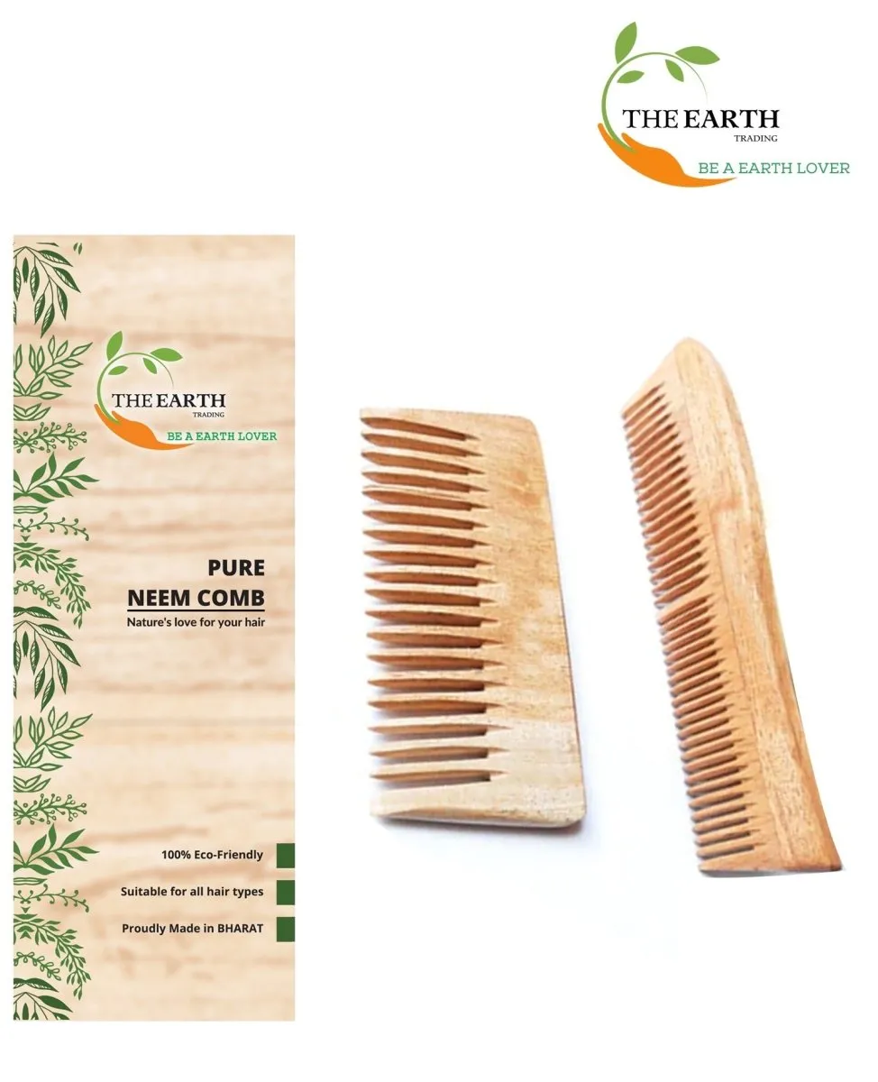 Pure Kacchi Neem Wood Comb Pack Combo -04 (Pack of 2)