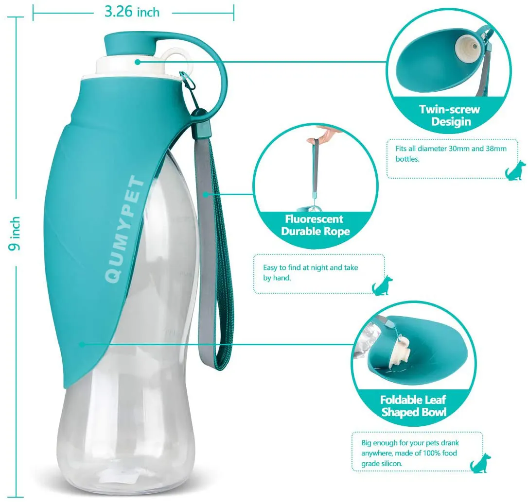 QUMYPET Dog Water Bottle for Walking 19oz