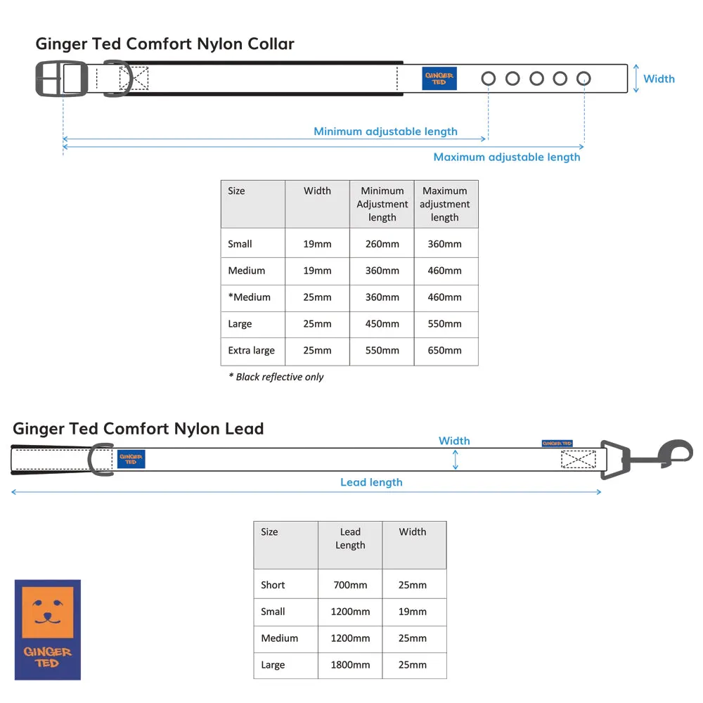 Reflective Comfort Nylon Padded Dog Collar & Lead Value Pack