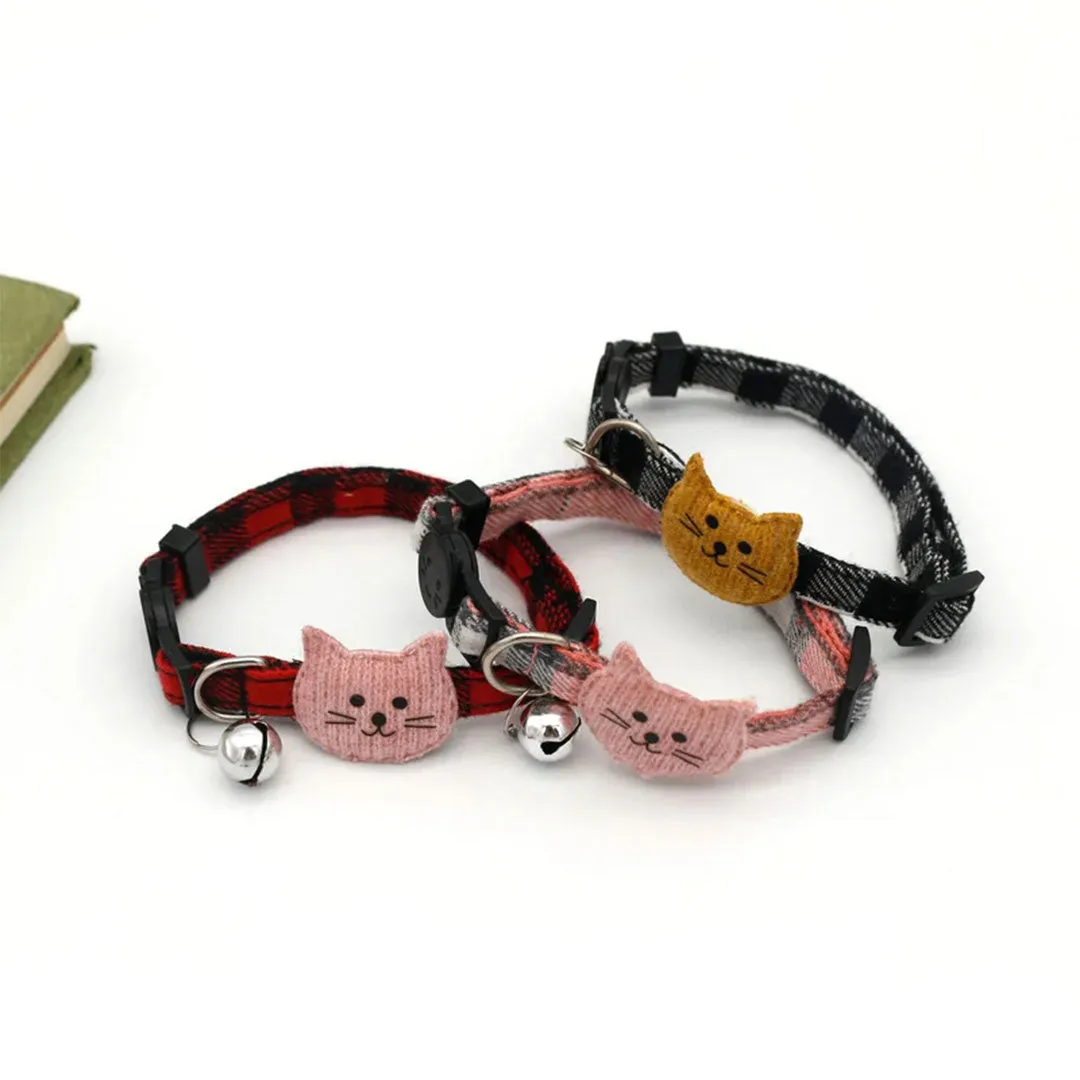 Safe Checkered Pet Collar with Bell