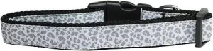 Silver Leopard Nylon Dog Collar Medium