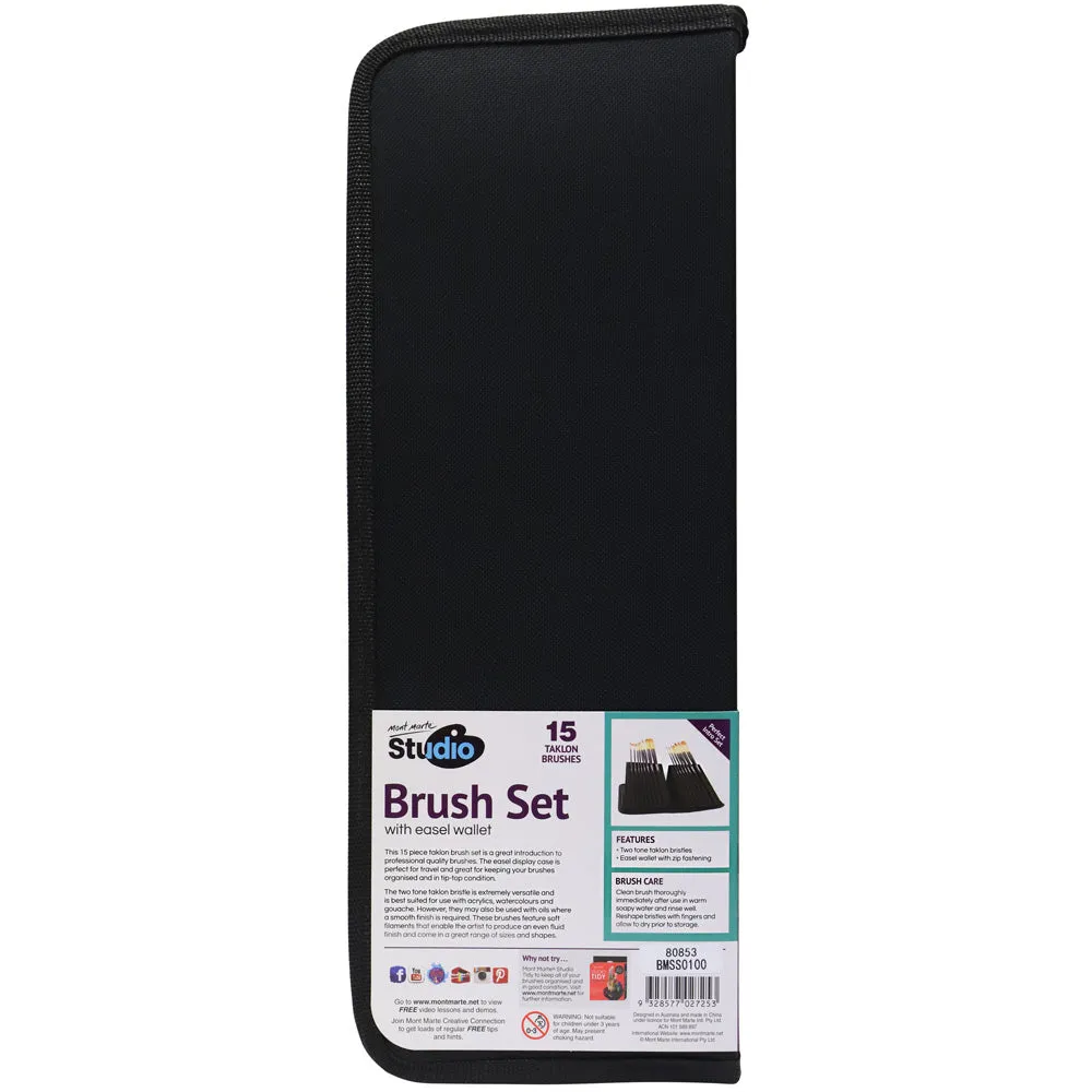 Studio Brush Set in Easel Wallet 15pc