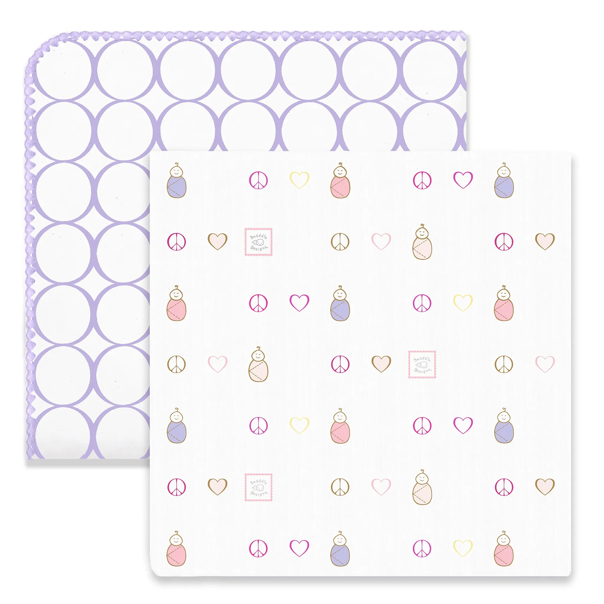 SwaddleDuo - Lavender Mod Circles   Peace, Love, Swaddle