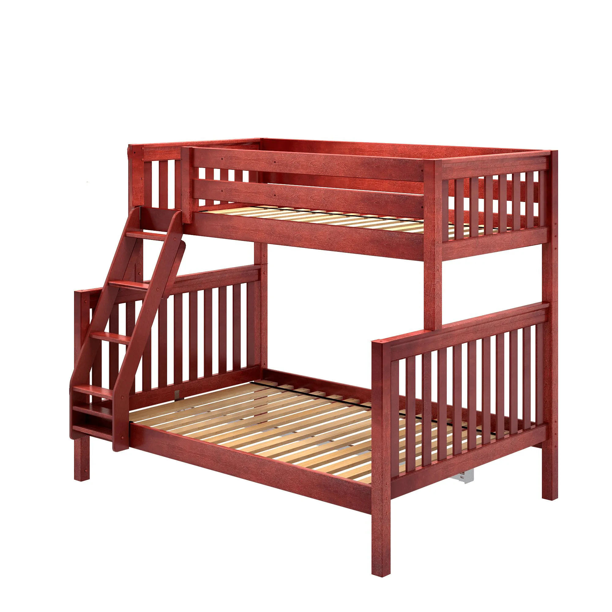 Twin XL over Full XL High Bunk Bed with Angled Ladder