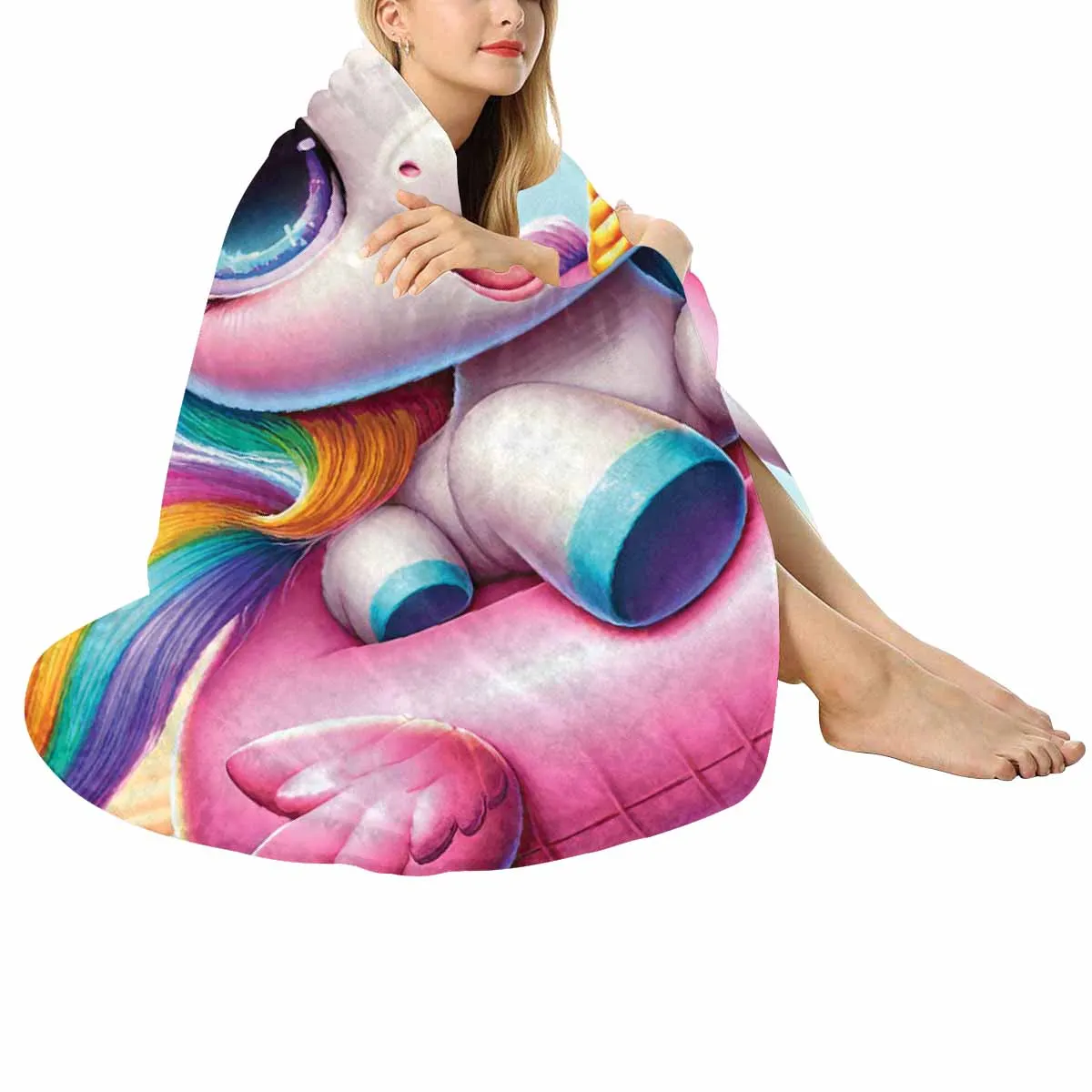 Unicorn_Awd35128  Circular Micro Fleece Blanket 47"