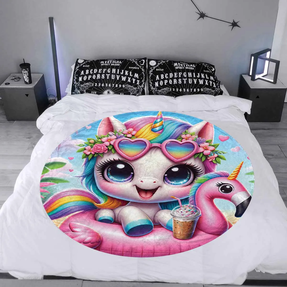 Unicorn_Awd35128  Circular Micro Fleece Blanket 47"