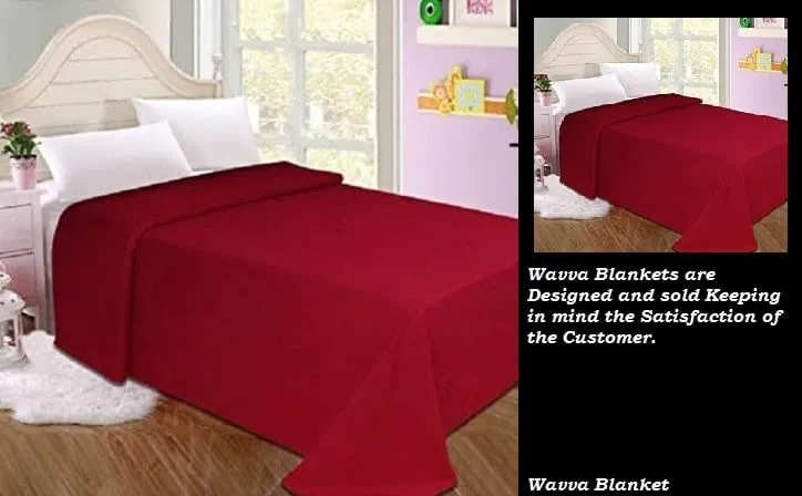 Wavva® Plain and Printed Fleece 2 Single Bed Blankets-Maroon,Printed (Set of 2)