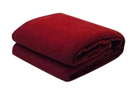 Wavva® Plain Fleece 2 Single Bed Blankets-Brown,Red (Set of 2)