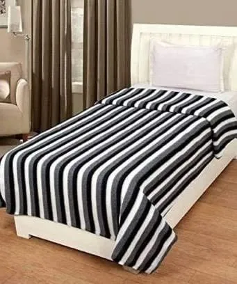 Wavva® Printed with Black and White Fleece 2 Single Bed Blankets-Printed and Black and White (Set of 2)